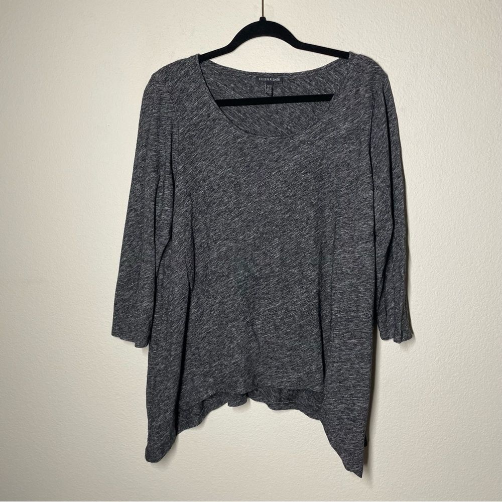 Eileen Fisher | Organic Cotton Wool Asymmetrical Bateau Tunic Sweater XL